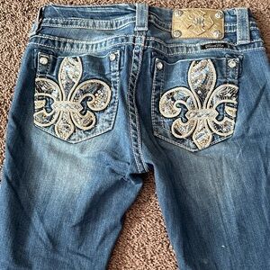 Miss Me Blue Jeans with Silver Embellishments